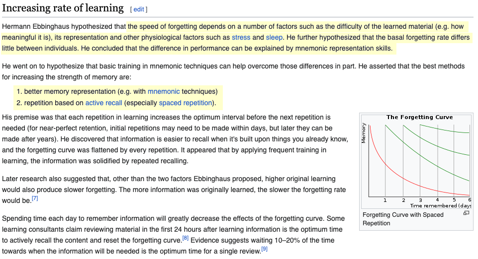 Forgetting Curve Wikipedia Continued